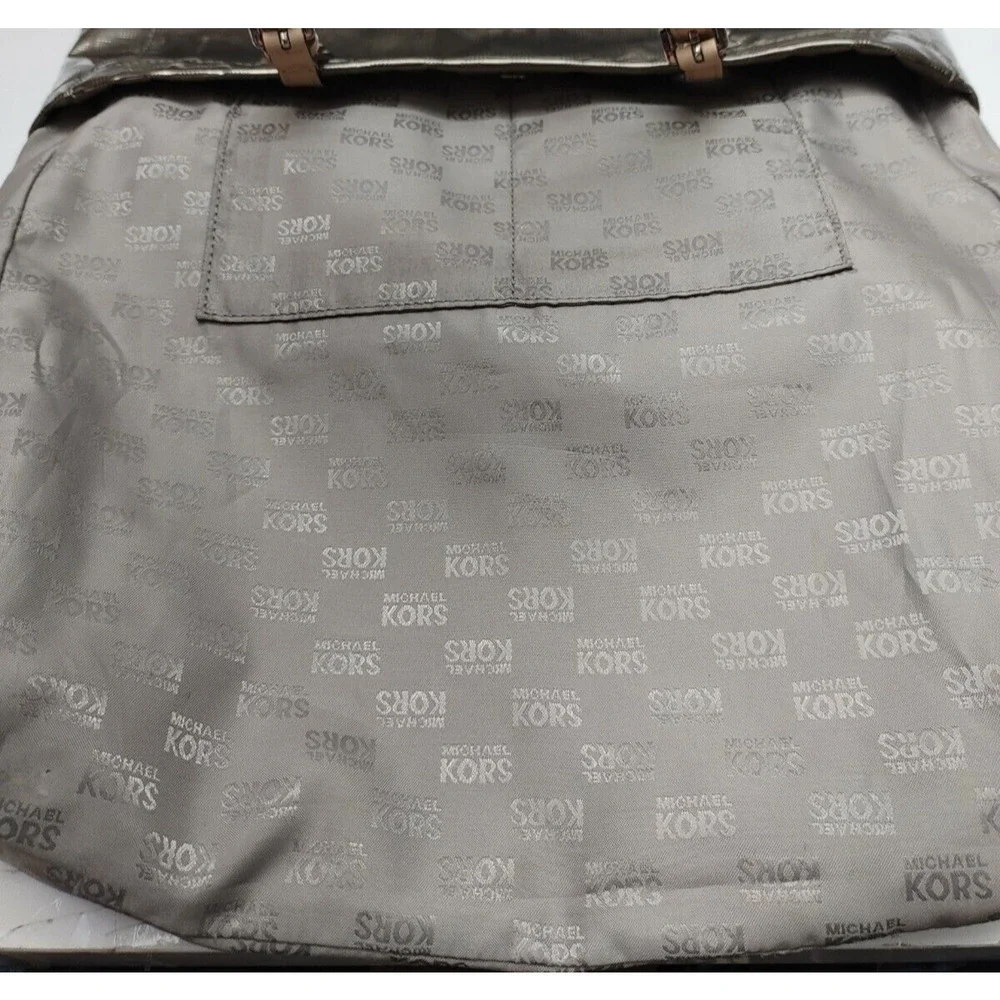 Michael Kors Gray Coated Leather MK Printed Double Handle Tote Bag